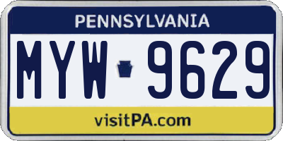 PA license plate MYW9629