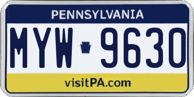 PA license plate MYW9630