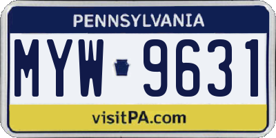 PA license plate MYW9631