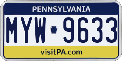 PA license plate MYW9633