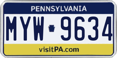 PA license plate MYW9634