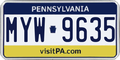 PA license plate MYW9635