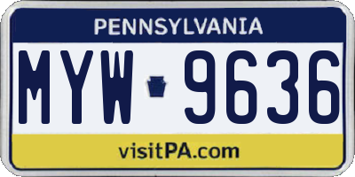 PA license plate MYW9636