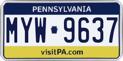PA license plate MYW9637