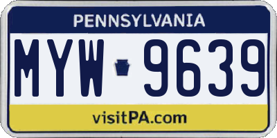 PA license plate MYW9639