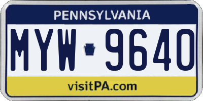 PA license plate MYW9640