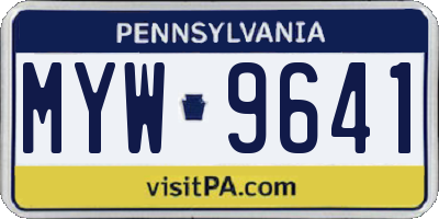 PA license plate MYW9641