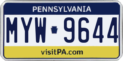 PA license plate MYW9644