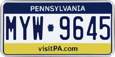 PA license plate MYW9645