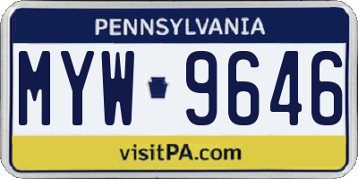 PA license plate MYW9646