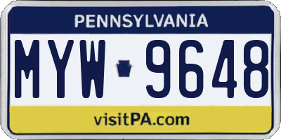 PA license plate MYW9648