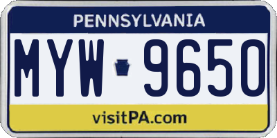 PA license plate MYW9650