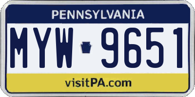 PA license plate MYW9651