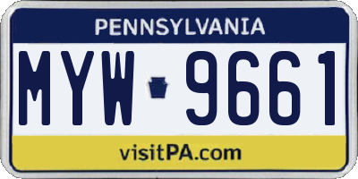PA license plate MYW9661
