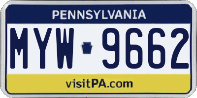 PA license plate MYW9662
