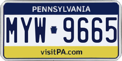 PA license plate MYW9665
