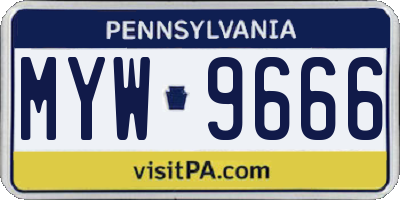 PA license plate MYW9666