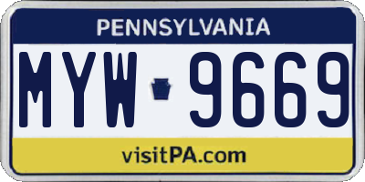 PA license plate MYW9669