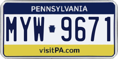 PA license plate MYW9671
