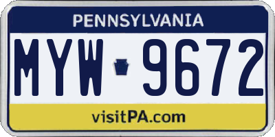 PA license plate MYW9672