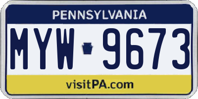 PA license plate MYW9673