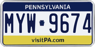 PA license plate MYW9674