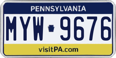 PA license plate MYW9676