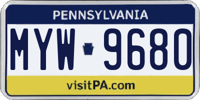 PA license plate MYW9680