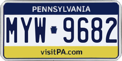 PA license plate MYW9682