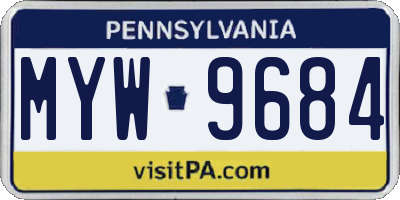 PA license plate MYW9684