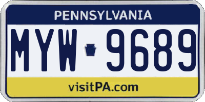 PA license plate MYW9689