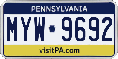 PA license plate MYW9692