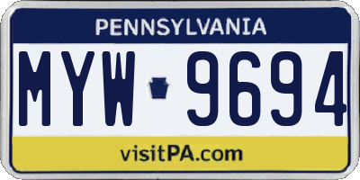 PA license plate MYW9694