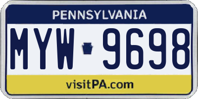 PA license plate MYW9698