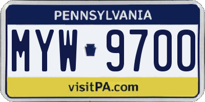 PA license plate MYW9700
