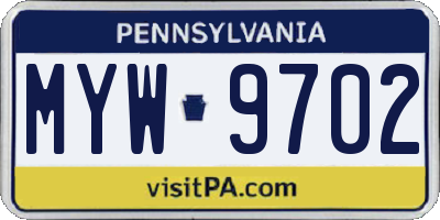 PA license plate MYW9702