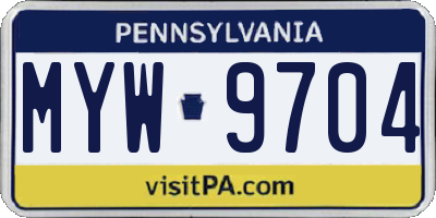 PA license plate MYW9704