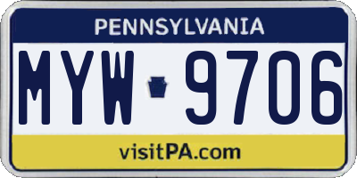PA license plate MYW9706