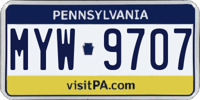 PA license plate MYW9707