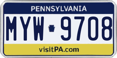 PA license plate MYW9708