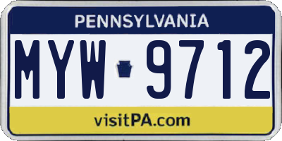 PA license plate MYW9712