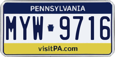 PA license plate MYW9716