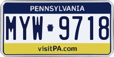 PA license plate MYW9718