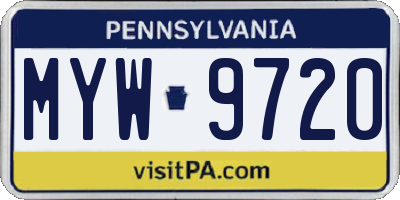 PA license plate MYW9720