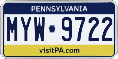 PA license plate MYW9722