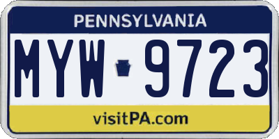 PA license plate MYW9723