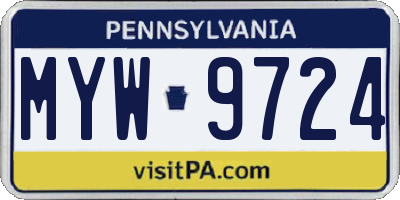 PA license plate MYW9724