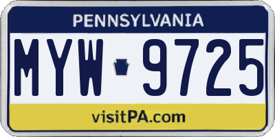 PA license plate MYW9725