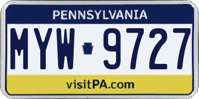PA license plate MYW9727