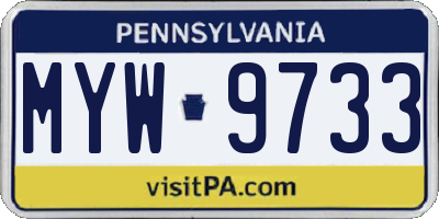 PA license plate MYW9733